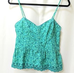 American Eagle Peplum Crop Top, Green | Size S